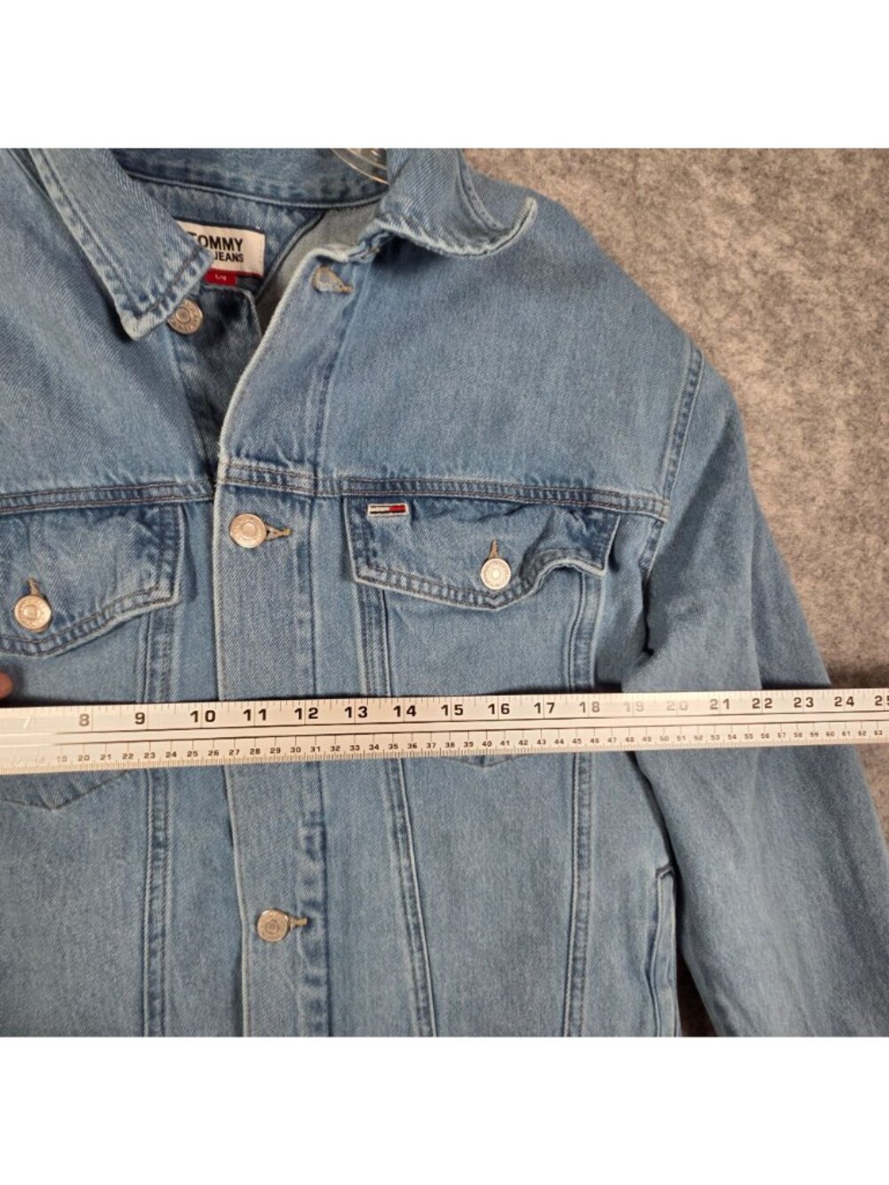 Tommy Hilfiger Jeans Women's Button Up Trucker Denim Jacket Blue  L Colorblock - Picture 4 of 9